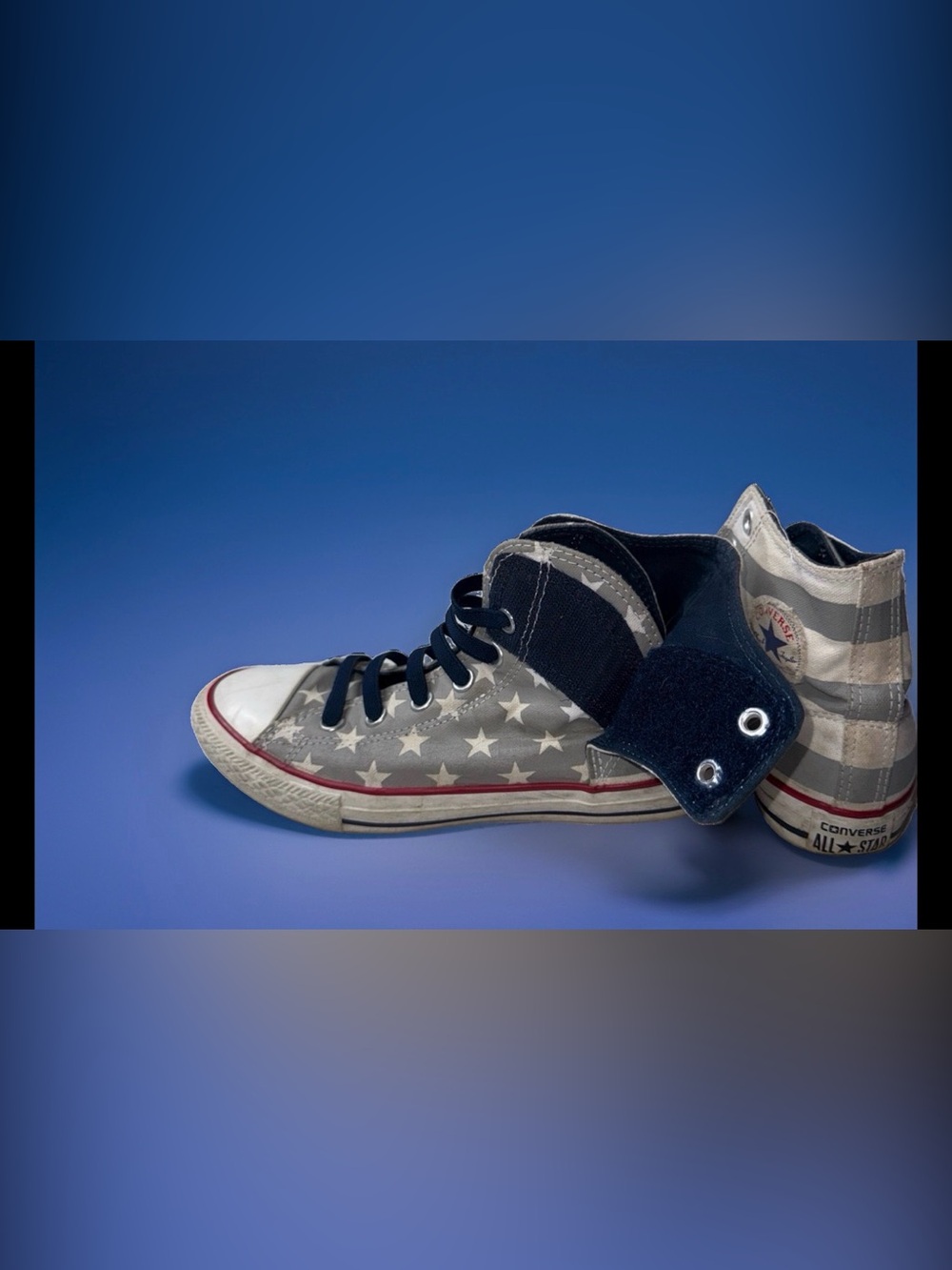 Converse High-Top Sneakers in Gray, Black and Red Accent - Picture 5 of 7